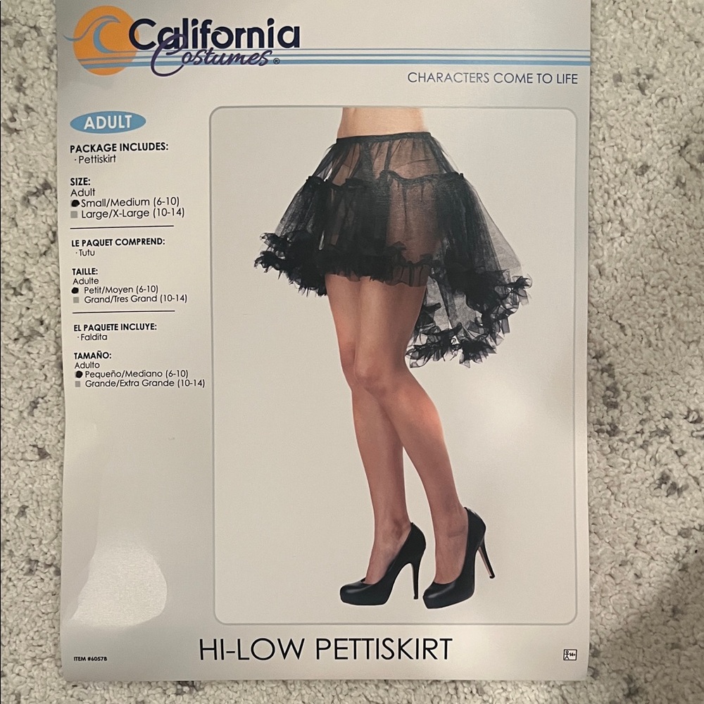 California Costumes Black High-Low Skirt